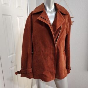 Tasha Polizzi T.P. Saddleblanket & co brown leather ladies jacket sz L